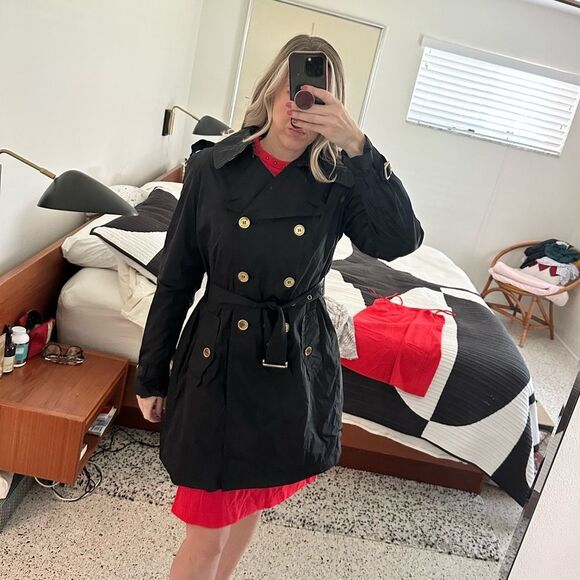 Burberry London navy blue rain lightweight trench coat US 10 - Picture 4 of 13